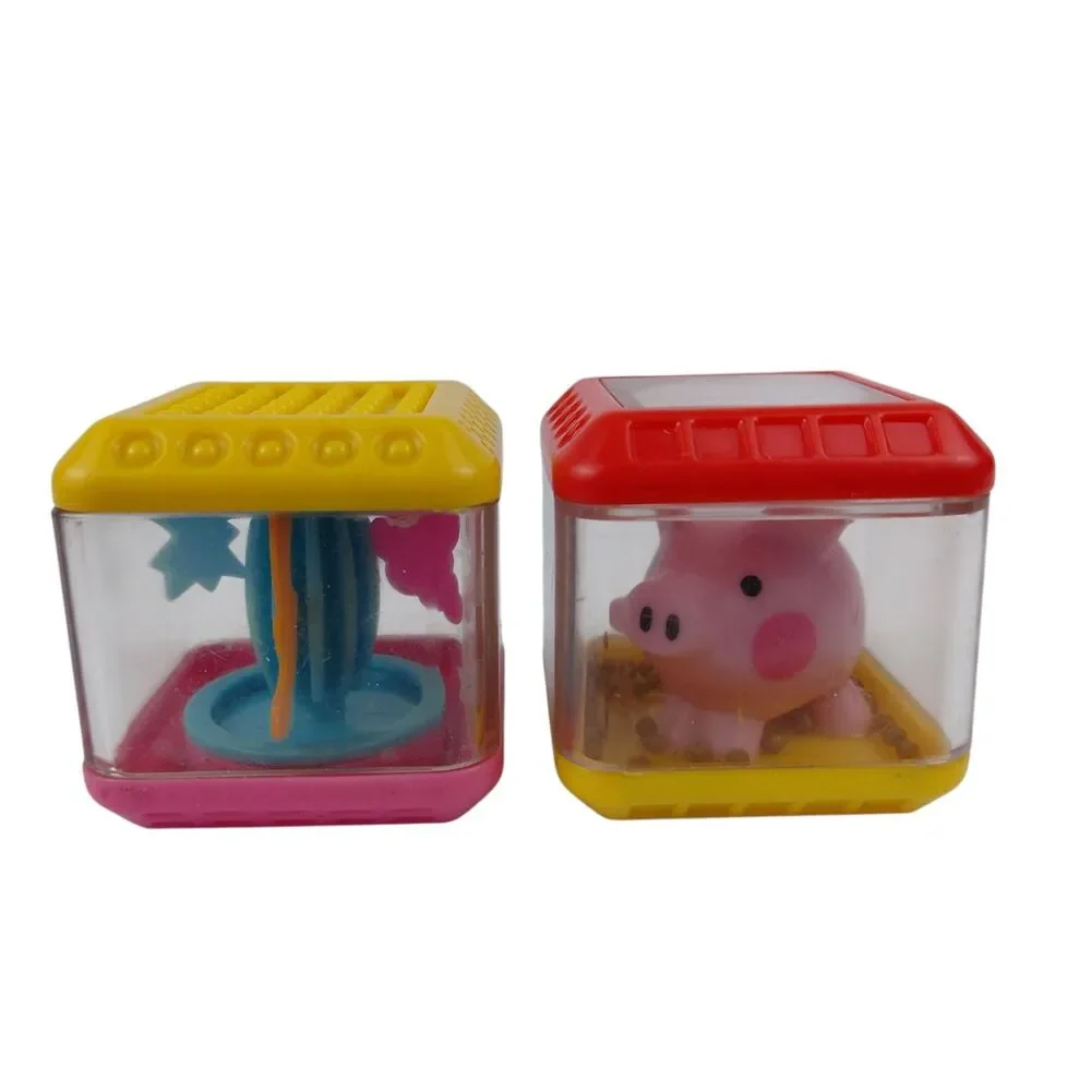 Fisher-Price Peek-a-Blocks Sensory Animal Stacking Blocks Lot Of 7
